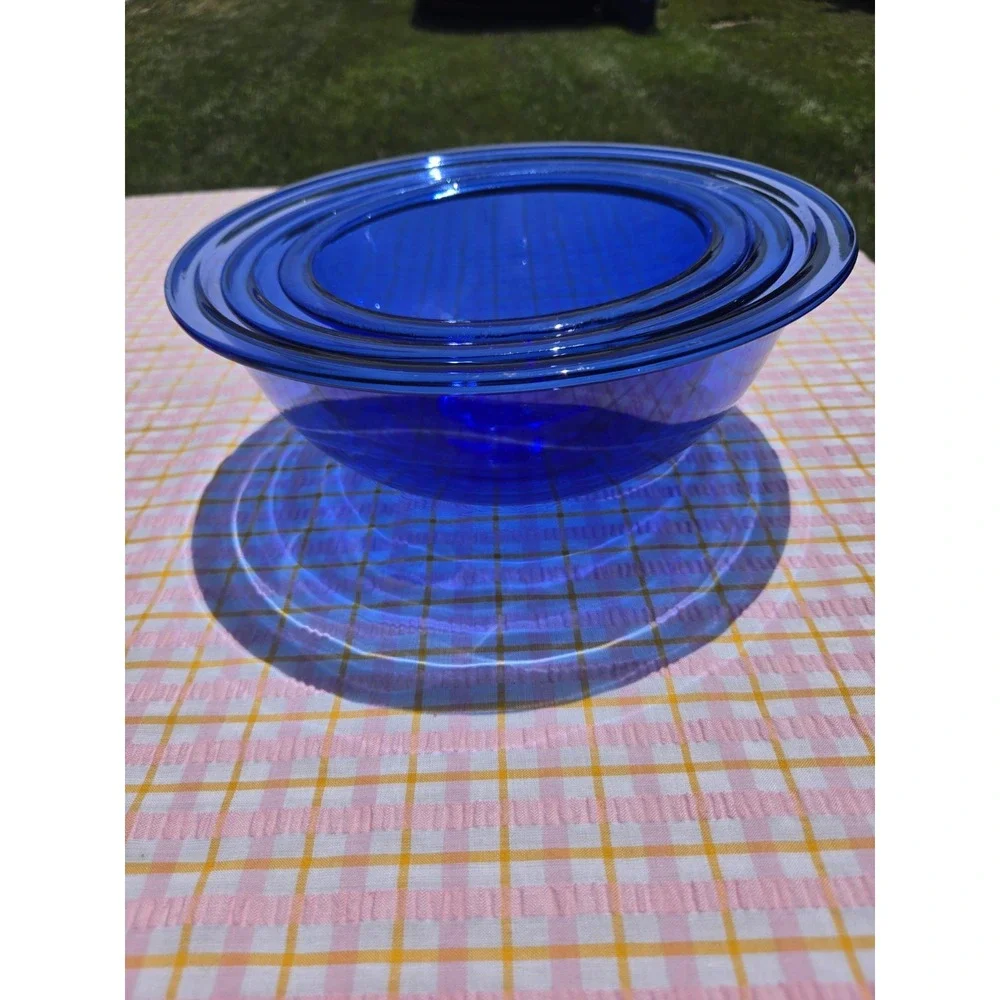 PYREX cobalt blue glass nesting mixing bowls (3) Vintage 326,325,323 Nice!